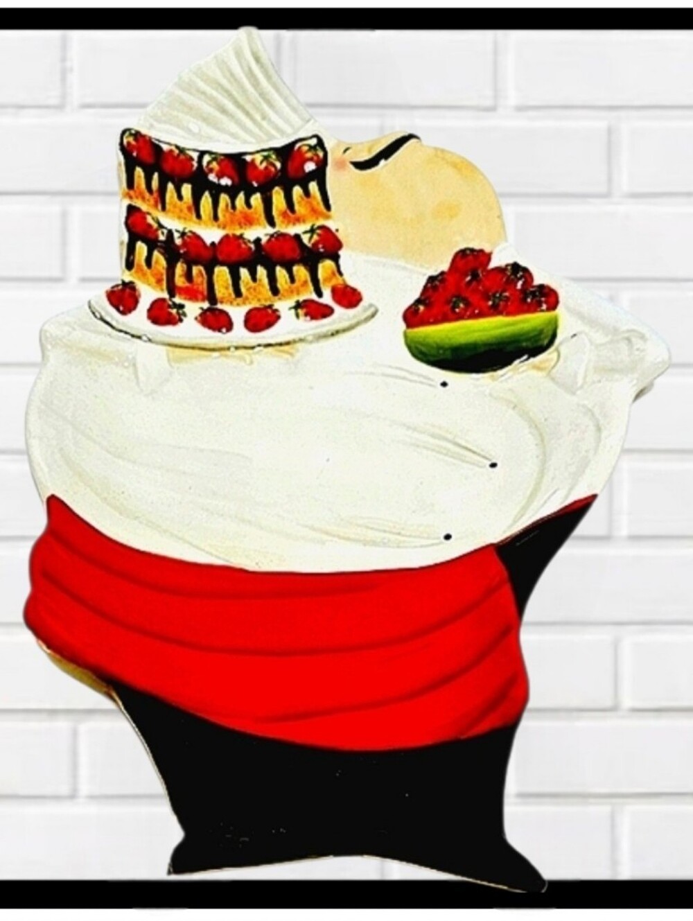 CERTIFIED INTERNATIONAL Tracy Flickinger Fat Chef Strawberry Cake Platter